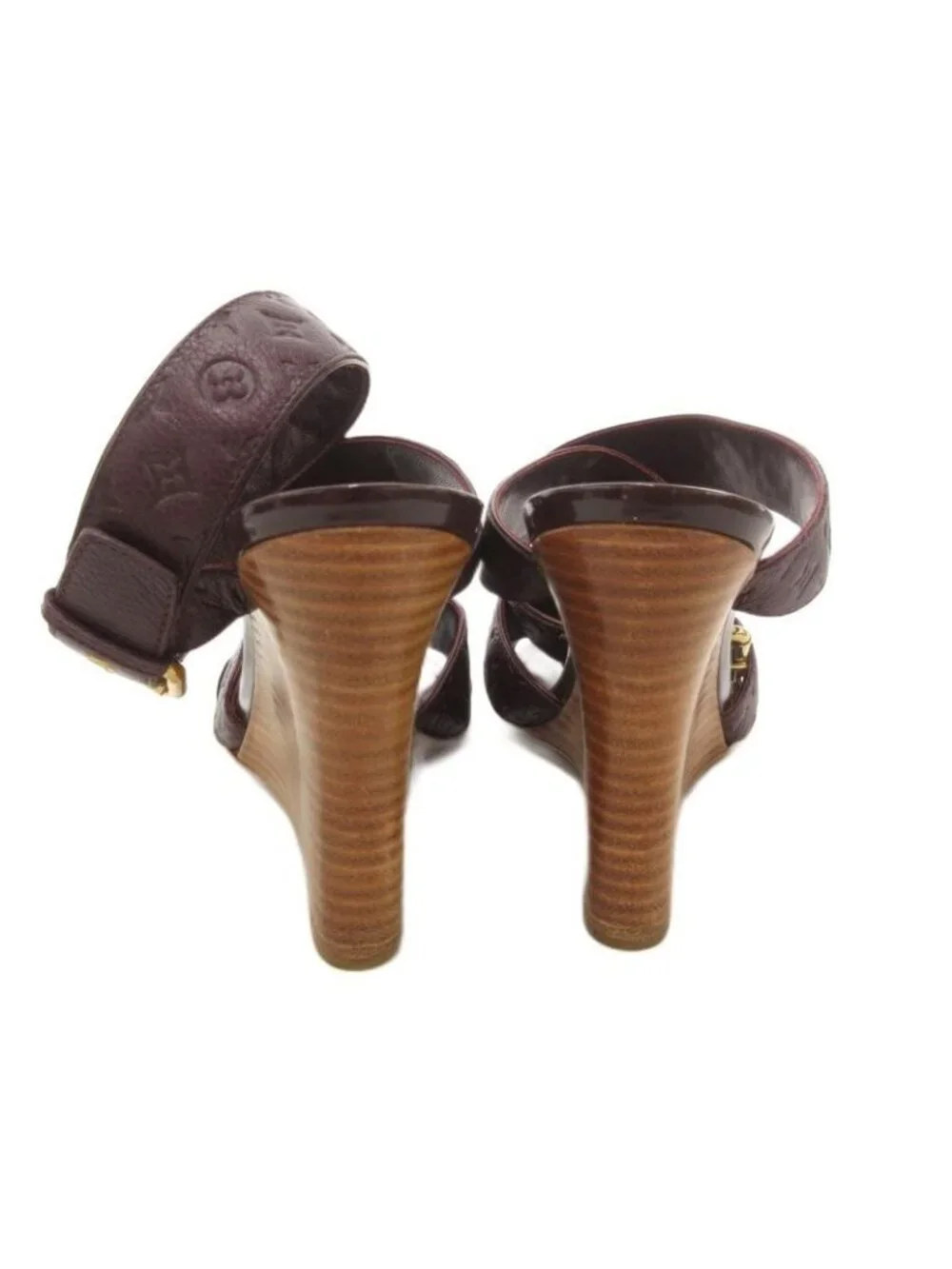 Louis Vuitton Wedge Sole Sandals Monogram Leather 36.5 Purple - Picture 5 of 8